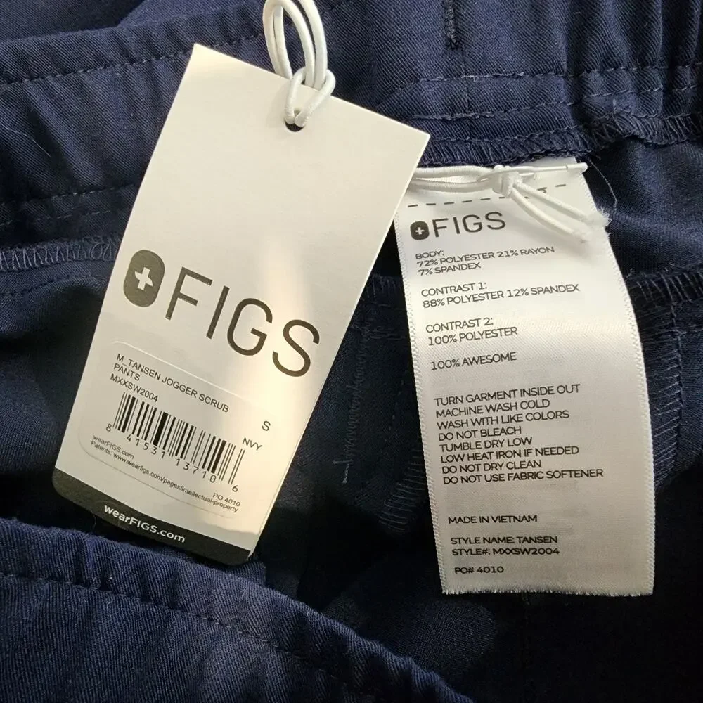 Figs Tansen Jogger Scrub Pants Men's Small Navy Blue NWT